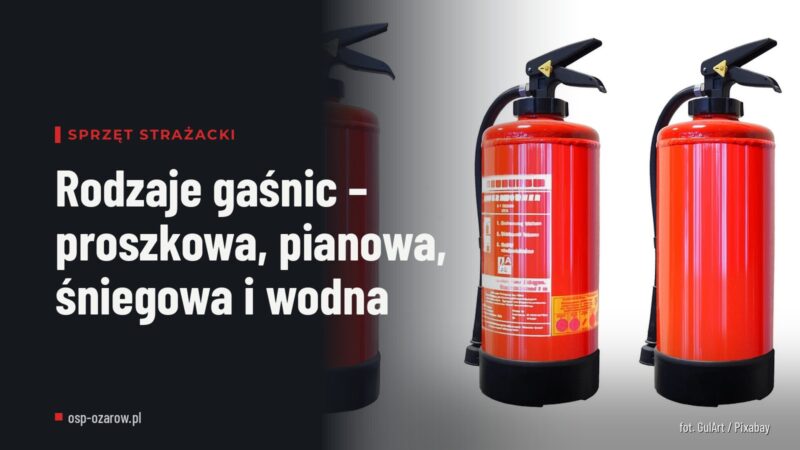 Rodzaje gaśnic – proszkowa, pianowa, śniegowa i wodna